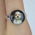 Silver Custom Picture Ring with a dog in it