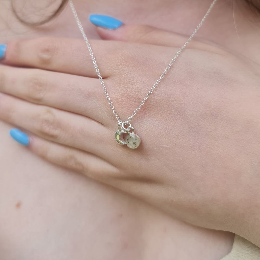 Tiny Moon Dust Necklace Sterling Silver