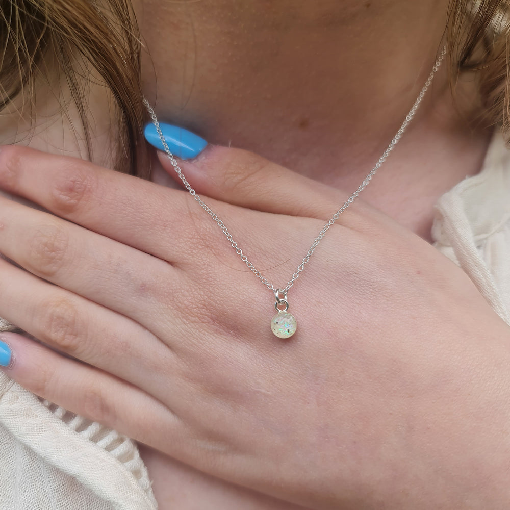 Tiny Snow Moon Dust Necklace Sterling Silver