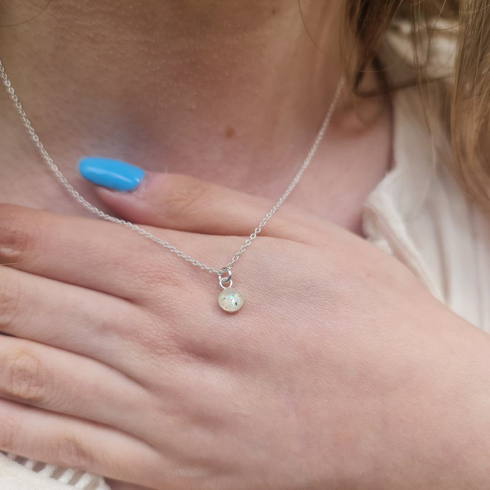 Tiny Snow Moon Dust Necklace Sterling Silver