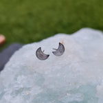 Crescent Moon Genuine Lunar Moon Dust Stud Earrings