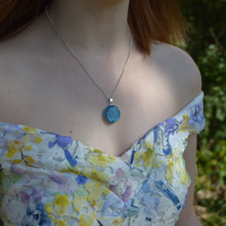 Large Round Phoenix Ashes Necklace Sterling Silver