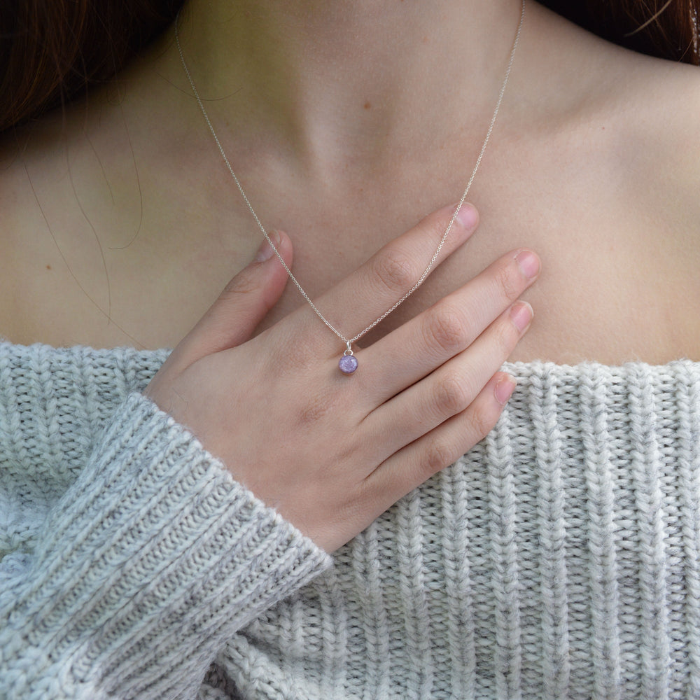 Tiny Round Phoenix Ashes Necklace Sterling Silver