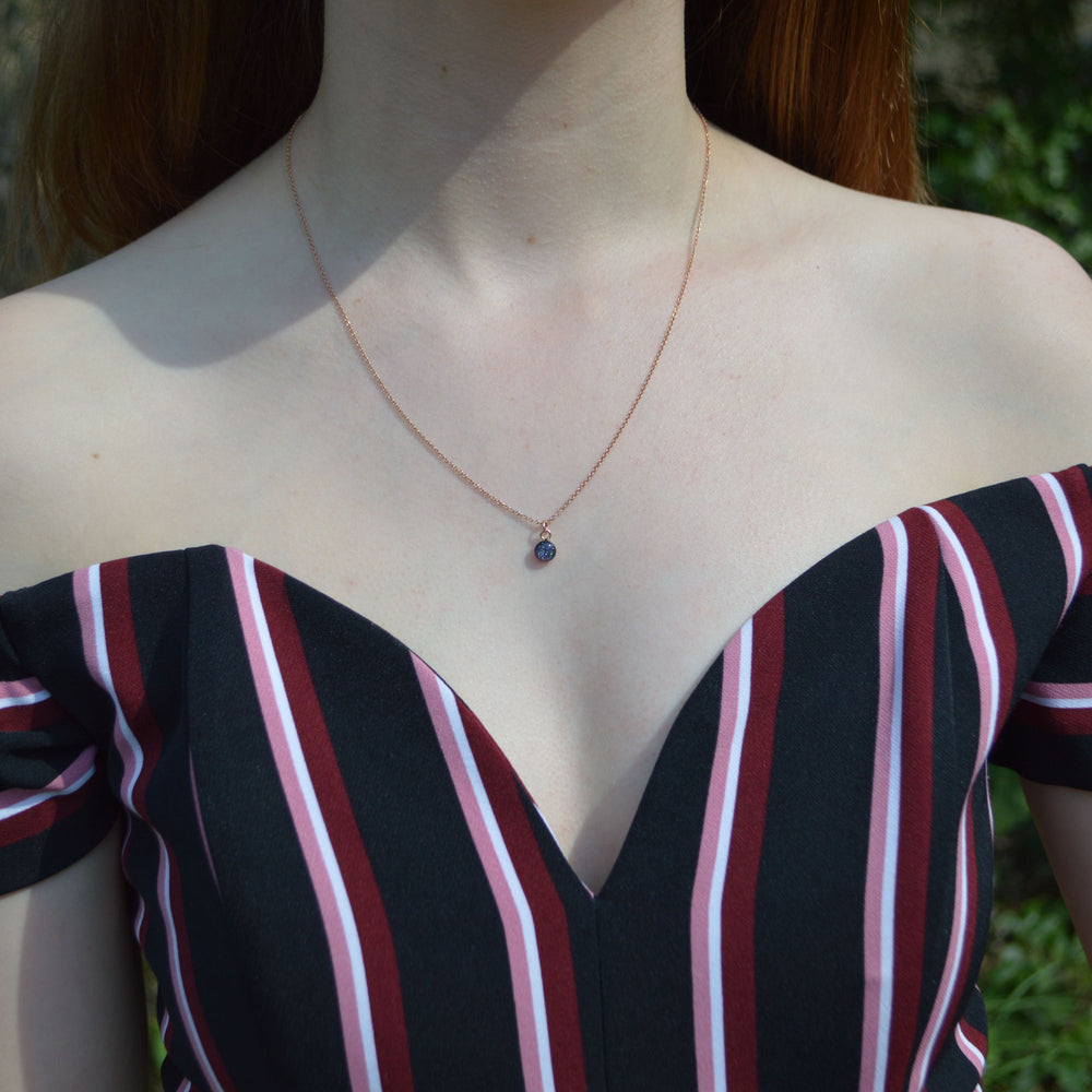 Tiny Round Phoenix Ashes Necklace Rose Gold