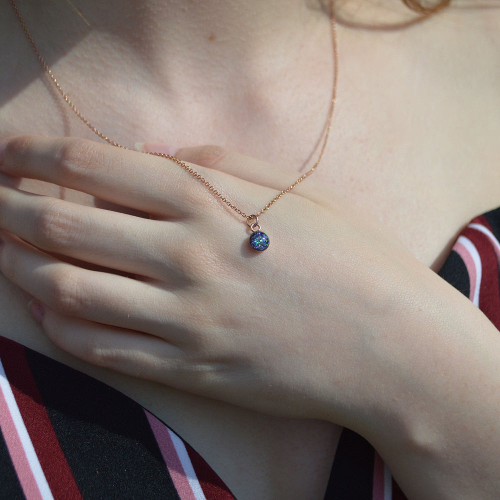 Tiny Round Phoenix Ashes Necklace Rose Gold