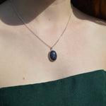Large Princess Oval Ashes Necklace Sterling Silver
