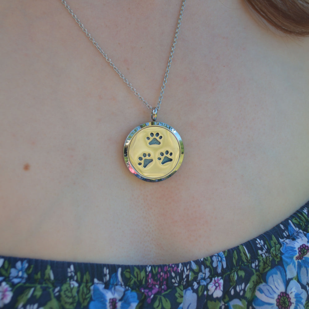 Paw Print Locket Ashes Necklace