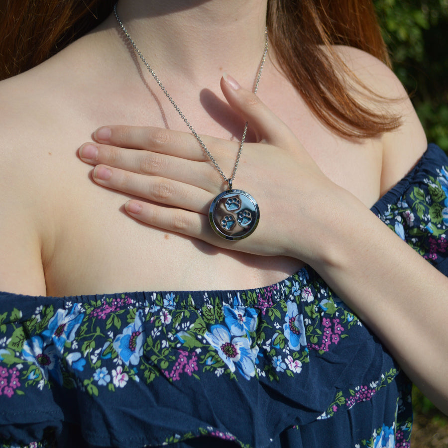 Paw Print Locket Ashes Necklace