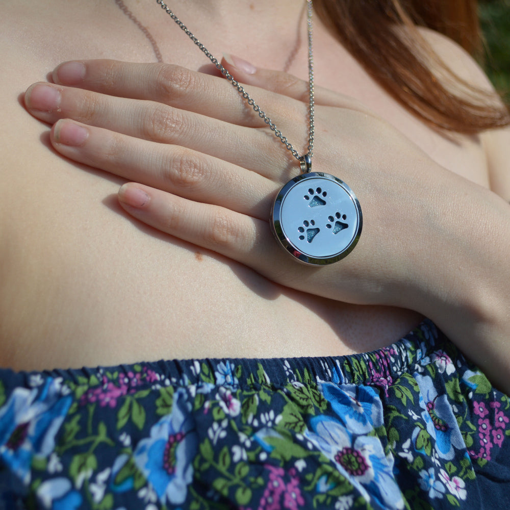 Paw Print Locket Ashes Necklace