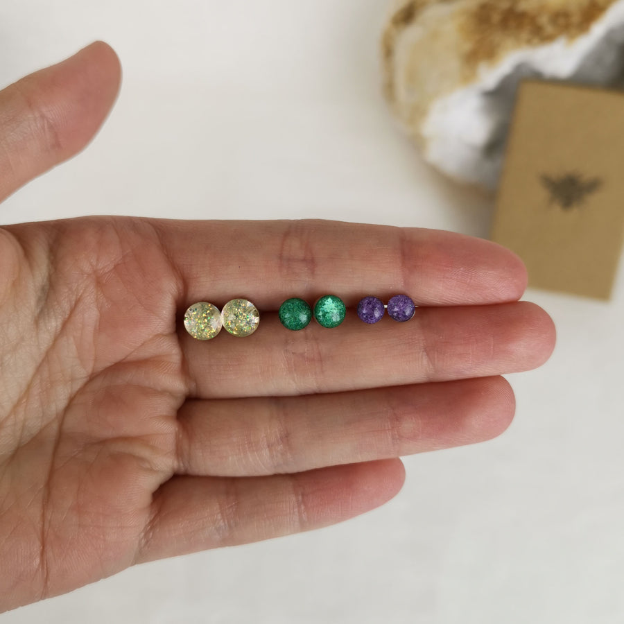 Round Phoenix Ashes Stud Earrings Sterling Silver