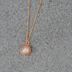 Small Round Princess Ashes Necklace Rose Gold