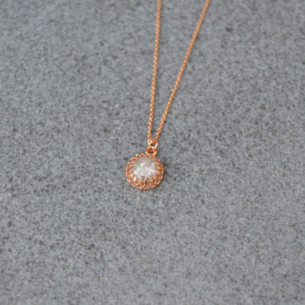 Small Round Princess Ashes Necklace Rose Gold