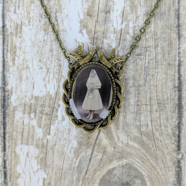 Custom Picture Dove Frame Necklace  