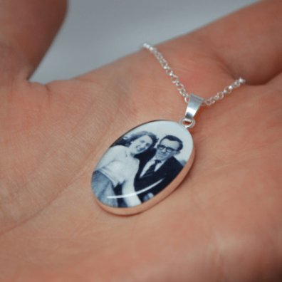 Extra Large Personalised Picture Sterling Silver Necklace