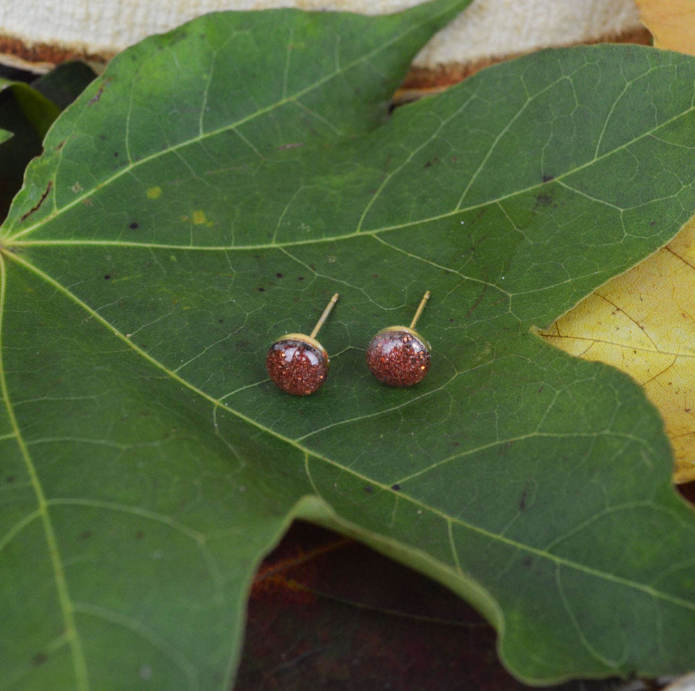 Small Round Phoenix Ashes Stud Earrings Gold