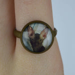 Vintage Gold Custom Picture Ring of a cat