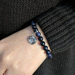 Blue Goldstone Personalised Picture Bracelet Hypoallergenic Stainless