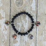 Blue Goldstone Custom Picture Bracelet of 2 Dogs and 2 Cats