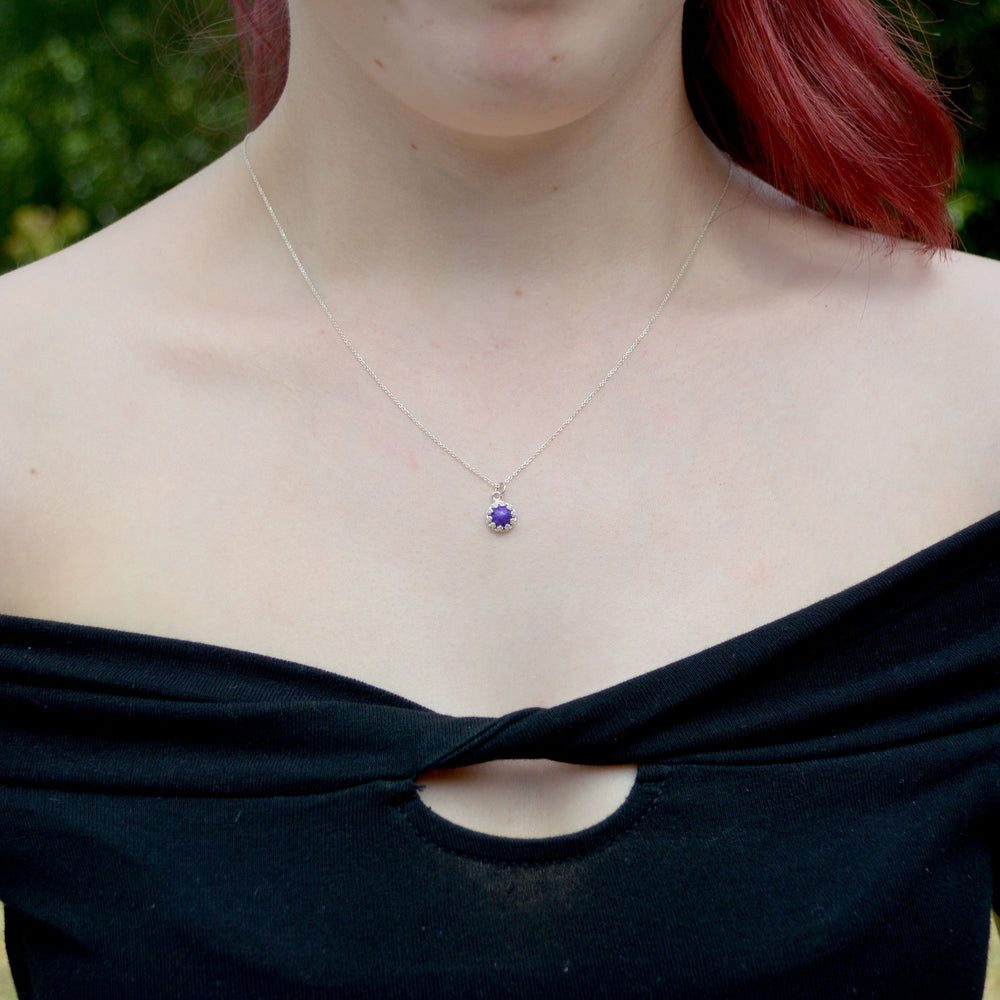Teeny Princess Round Ashes Necklace Sterling Silver