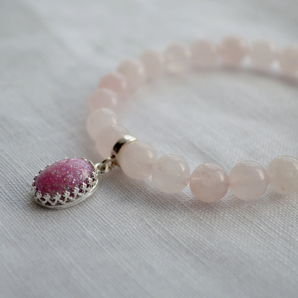 Medium Princess Ashes Rose Quartz Bracelet Sterling Silver