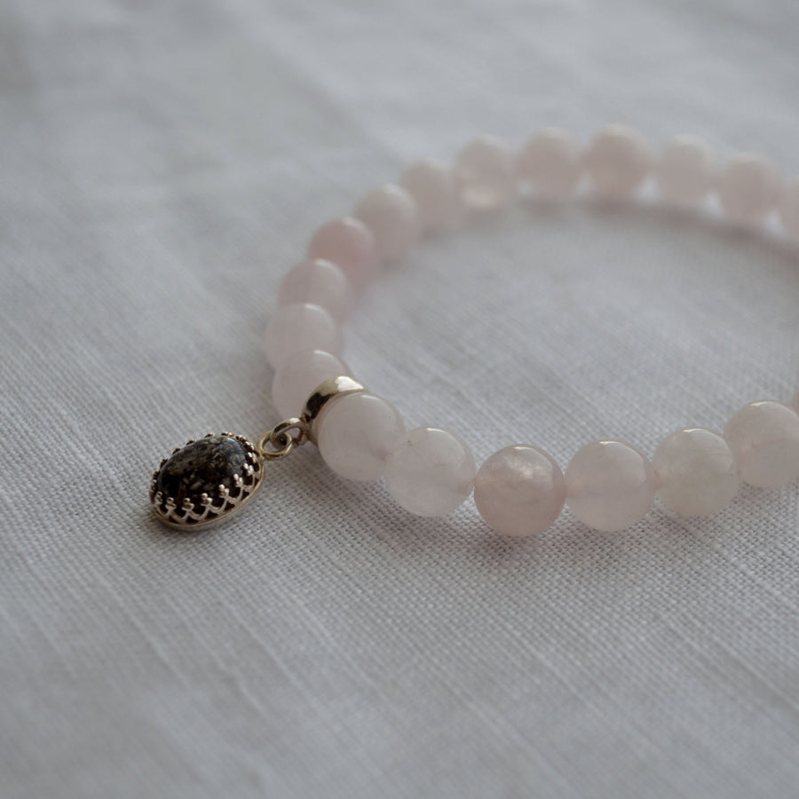 Small Princess Ashes Rose Quartz Bracelet Sterling Silver