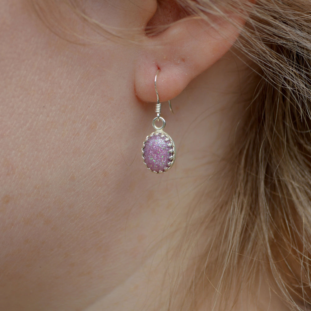 Small Princess Ashes Dangle Earrings Sterling Silver
