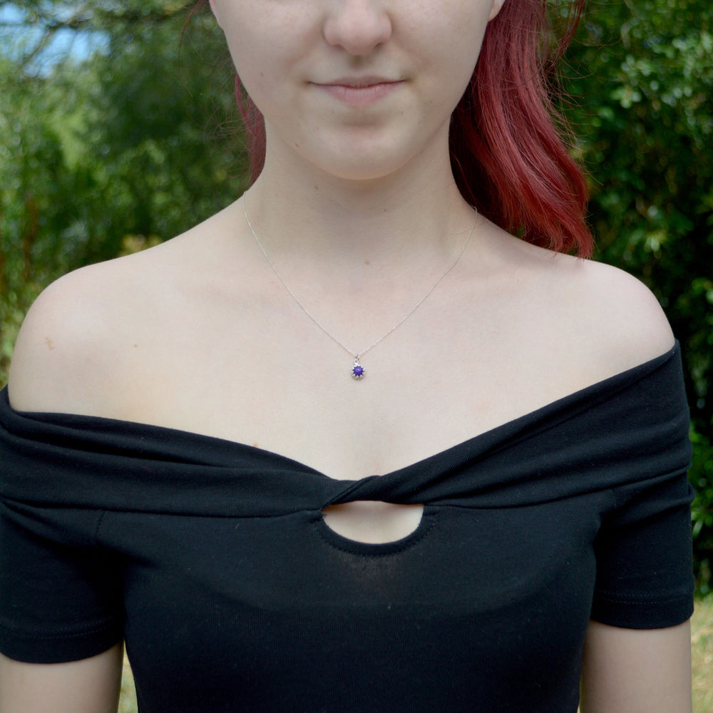 Teeny Princess Round Ashes Necklace Sterling Silver