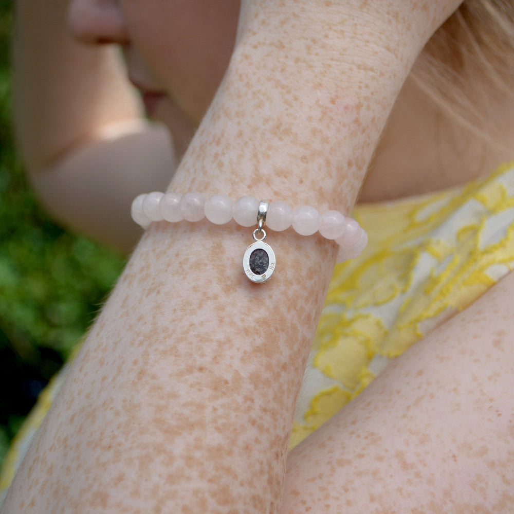 Small Princess Ashes Rose Quartz Bracelet Sterling Silver