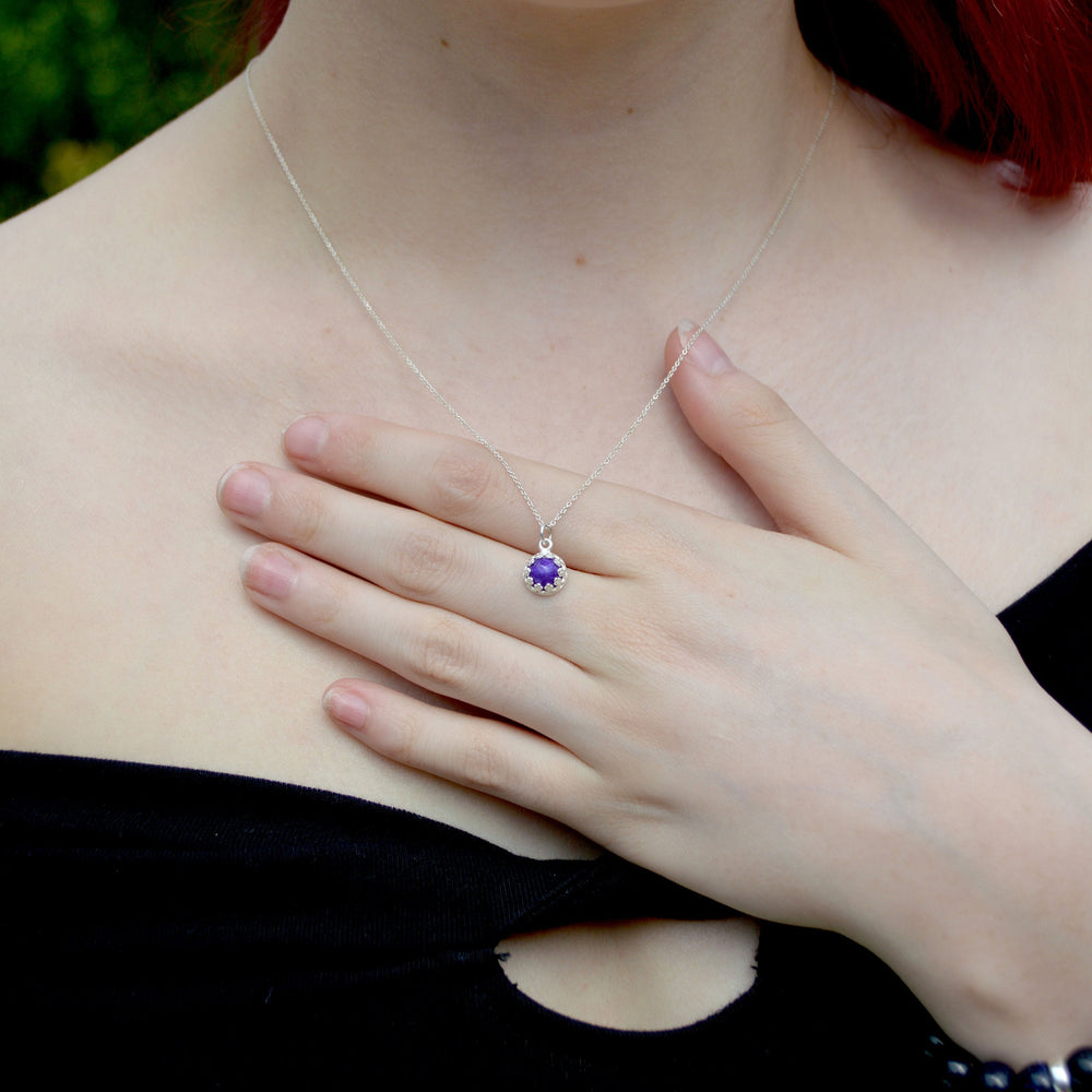 Teeny Princess Round Ashes Necklace Sterling Silver