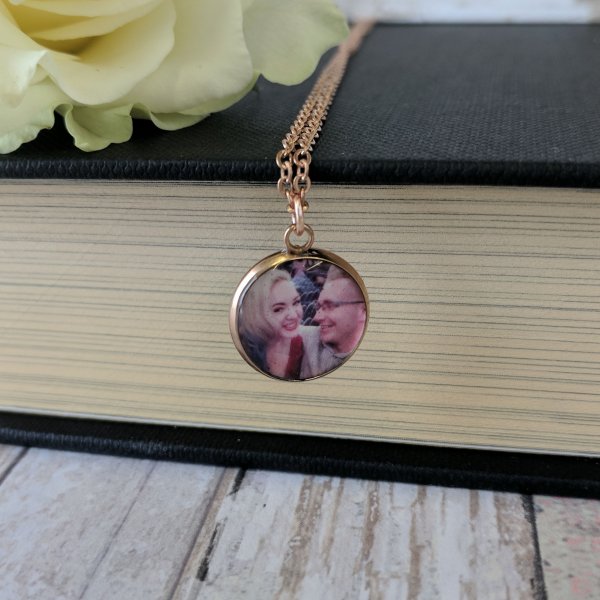 Rose Gold Small Personalised Picture Necklace