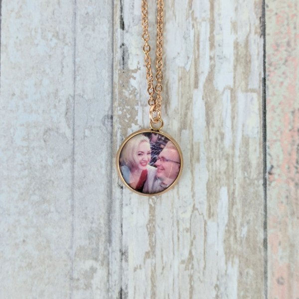 Rose Gold Small Personalised Picture Necklace