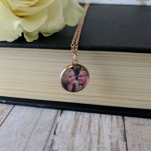 Rose Gold Small Personalised Picture Necklace