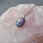 Large Princess Oval Stone Ashes Necklace